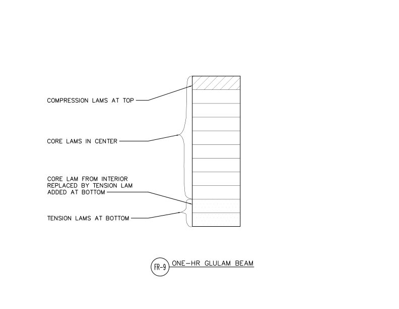 One-Hour Fire-Rated Glulam Beam - Layup for Simple Span (DT-FR-9)