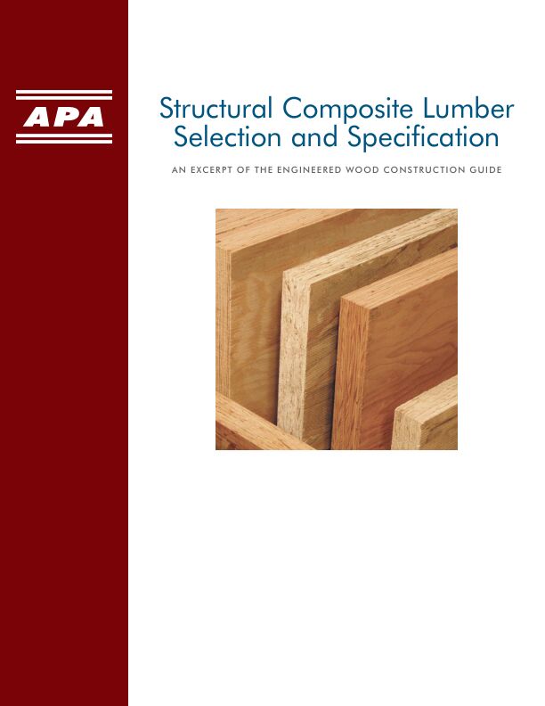 APA Engineered Wood Construction Guide (E30)

Comprehensive guide to engineered wood construction systems for both residential and commercial/industrial buildings. Includes information on plywood and oriented strand board (wood structural panels), glulam, I-joists, structural composite lumber, typical specifications and design recommendations for floor, wall and roof systems, diaphragms, shear walls, fire-rated systems and methods of finishing. Revised December 2016 (Errata 2023).