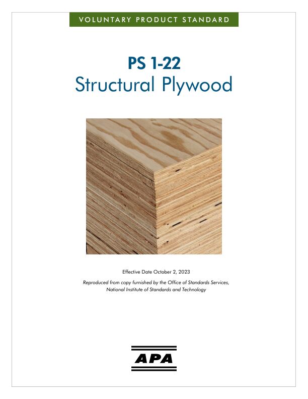 Voluntary Product Standard PS 1: Structural Plywood (L870)

Covers the Voluntary Product Standard PS 1-22, the national standard for producing, marketing and specifying plywood for construction and industrial uses. Revised November 2023.