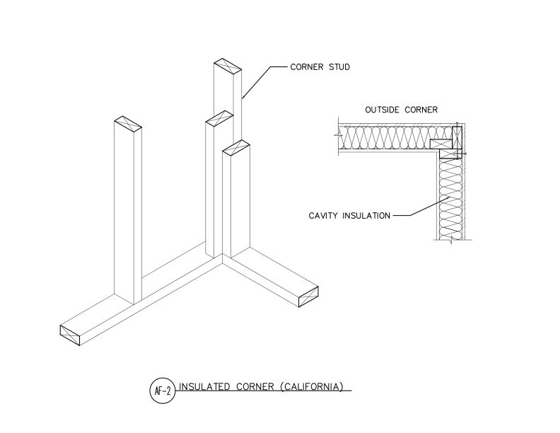 Insulated Three-Stud Corner - California Corner (DT-AF-2)