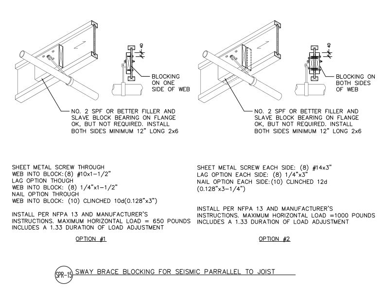 Sway Brace Blocking for Seismic Loads Parallel to the Joist (DT-SPR-15)
