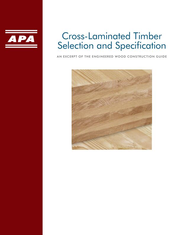 APA Engineered Wood Construction Guide (E30X-CLT)

Comprehensive guide to engineered wood construction systems for both residential and commercial/industrial buildings. Includes information on plywood and oriented strand board (wood structural panels), glulam, I-joists, structural composite lumber, typical specifications and design recommendations for floor, wall and roof systems, diaphragms, shear walls, fire-rated systems and methods of finishing. Revised December 2016 (Errata 2023).