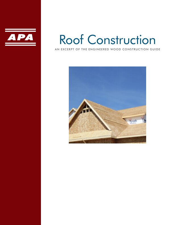 APA Engineered Wood Construction Guide (E30)

Comprehensive guide to engineered wood construction systems for both residential and commercial/industrial buildings. Includes information on plywood and oriented strand board (wood structural panels), glulam, I-joists, structural composite lumber, typical specifications and design recommendations for floor, wall and roof systems, diaphragms, shear walls, fire-rated systems and methods of finishing. Revised December 2016 (Errata 2023).