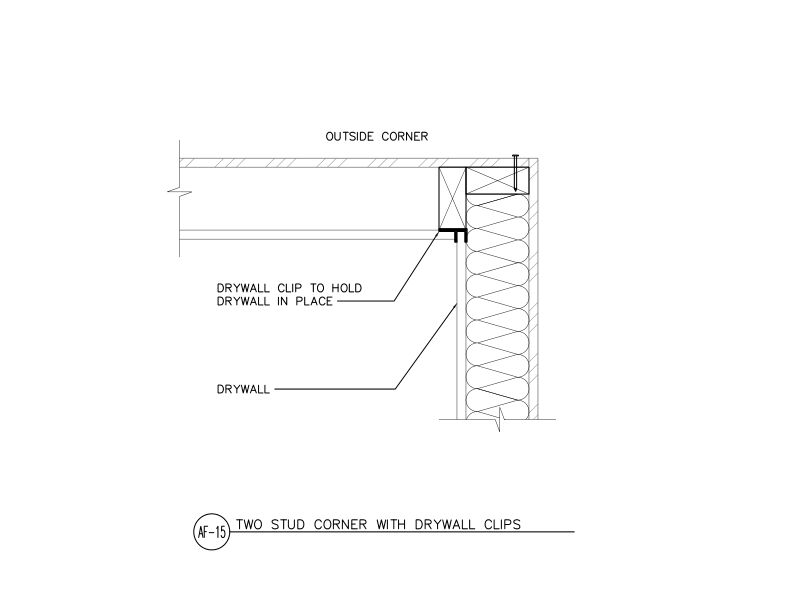 Two-Stud Corner with Drywall Clips
(DT-AF-15)