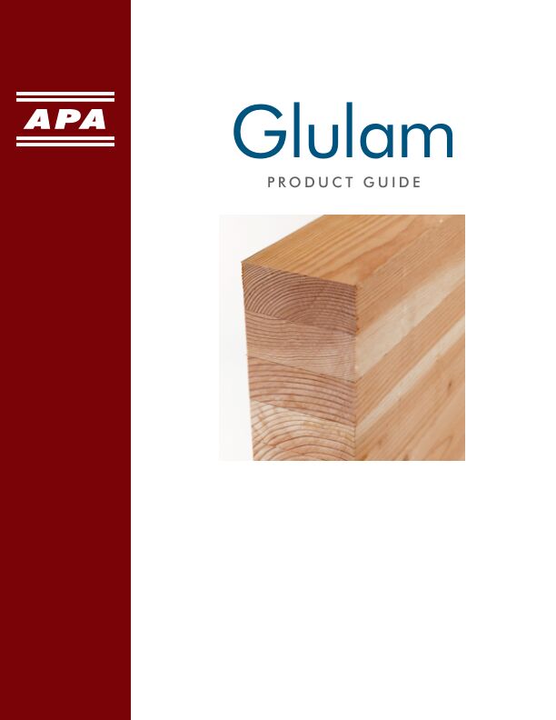 Glulam Product Guide (X440)

Glued laminated timber (glulam) redefines the possibilities for engineered wood construction. This guide describes APA-trademarked glulam, addresses important design considerations, highlights various applications, and includes a specification guide. Revised June 2023.