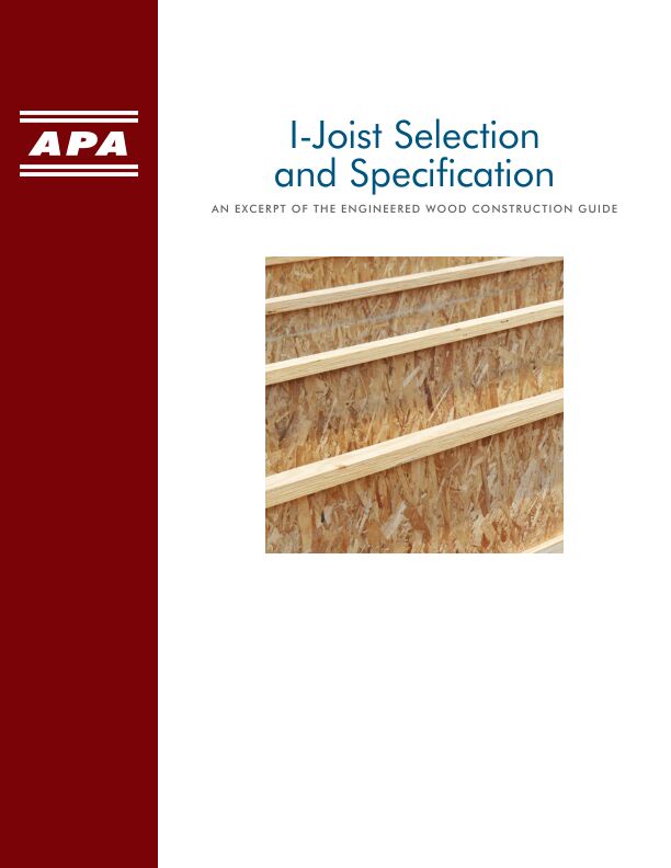 APA Engineered Wood Construction Guide (E30X-IJ)

Comprehensive guide to engineered wood construction systems for both residential and commercial/industrial buildings. Includes information on plywood and oriented strand board (wood structural panels), glulam, I-joists, structural composite lumber, typical specifications and design recommendations for floor, wall and roof systems, diaphragms, shear walls, fire-rated systems and methods of finishing. Revised December 2016 (Errata 2023).