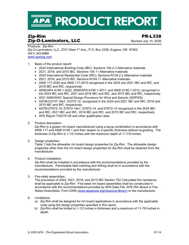 Product Report
PR-L338: Zip-O-Laminators, LLC - 
Zip-Rim. Revised July 14, 2025.