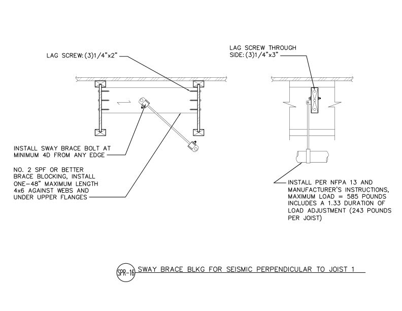 Sway Brace Blocking for Seismic Loads Perpendicular to the Joist 1 (DT-SPR-16)