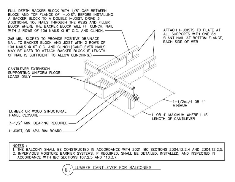 Lumber Cantilever Detail for Balconies (DT-IJ-7)