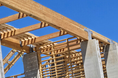 fertilizer bins being constructed using Glulam Beams