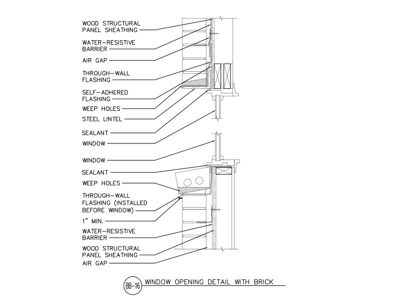 Window Opening Detail—Brick Veneer (DT-BB-16)